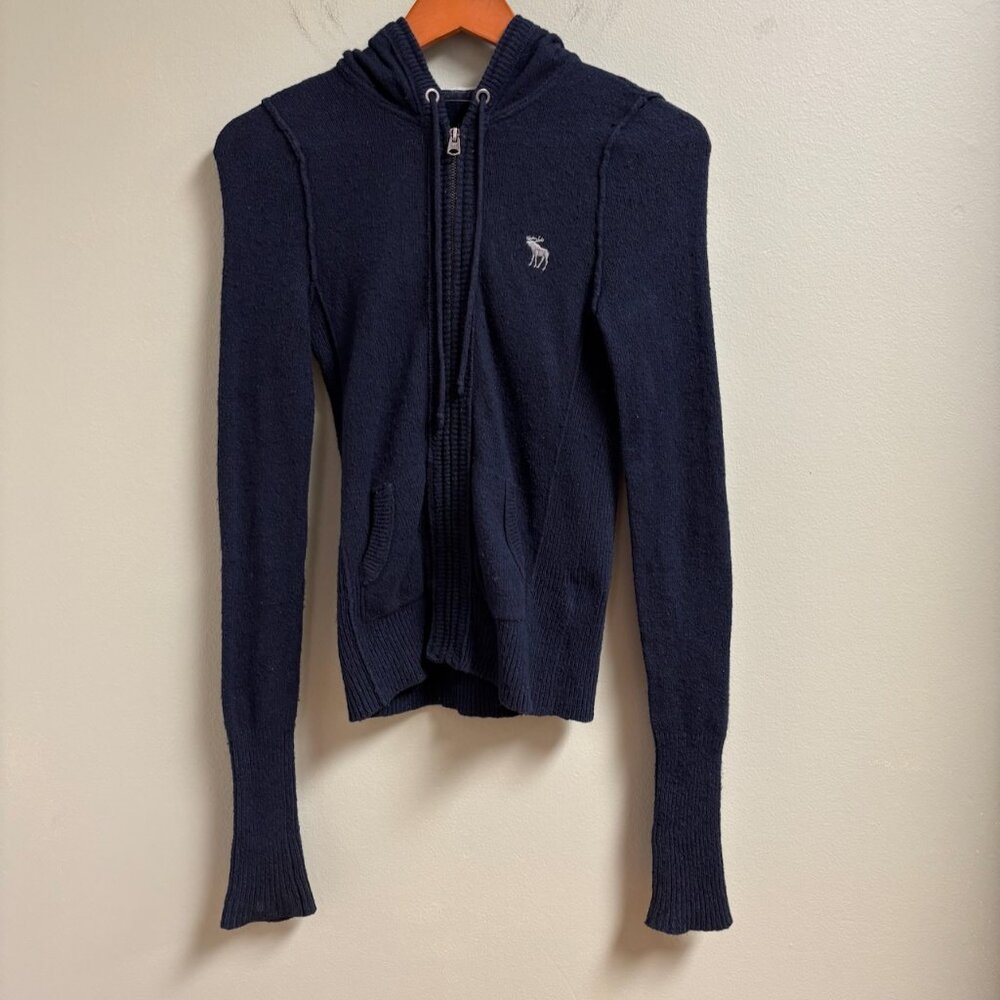 VTG‎ Abercrombie Fitch Y2K Sweater Jacket Hoodie Size S Blue Knit Bella Swan ALT